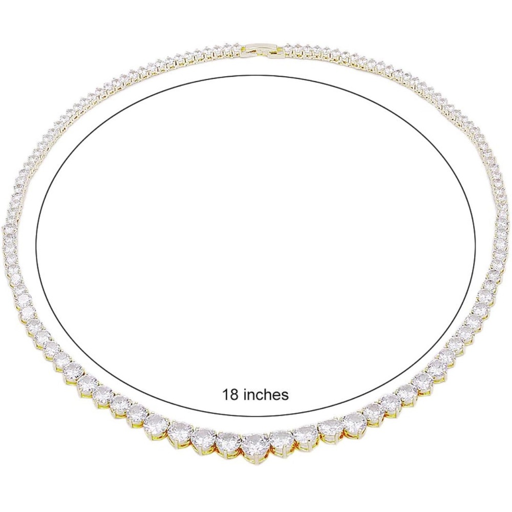 💎Lavencious Tennis AAA CZ Necklace Bling Gold Plated Statement Jewelry - Picture 7 of 13